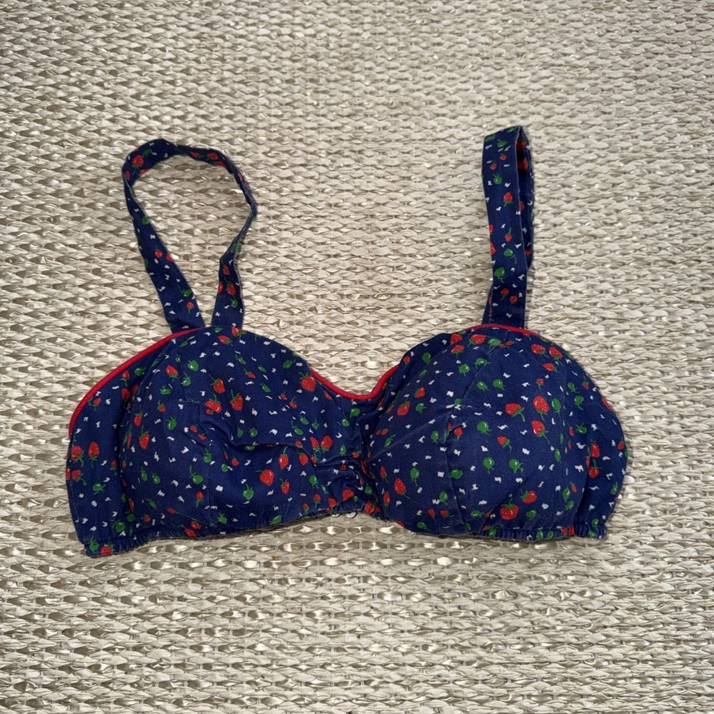 Vintage 50's, 60's Strawberry Print‎ Bikini Top. Ceeb Of Miami
